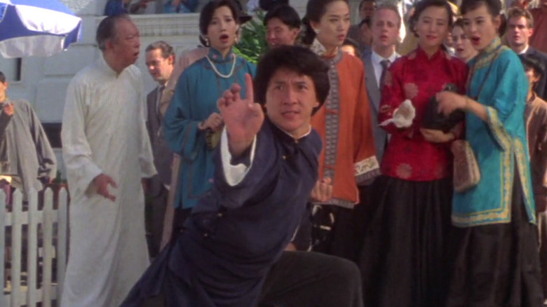 Jackie Chan kneeling fighting stance