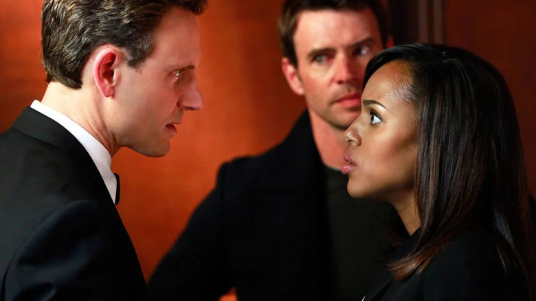 Jake, Olivia, and Fitz talking in a room