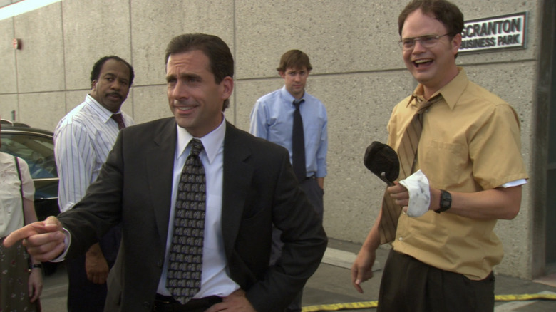 Michael Scott and Dwight Schrute mocking