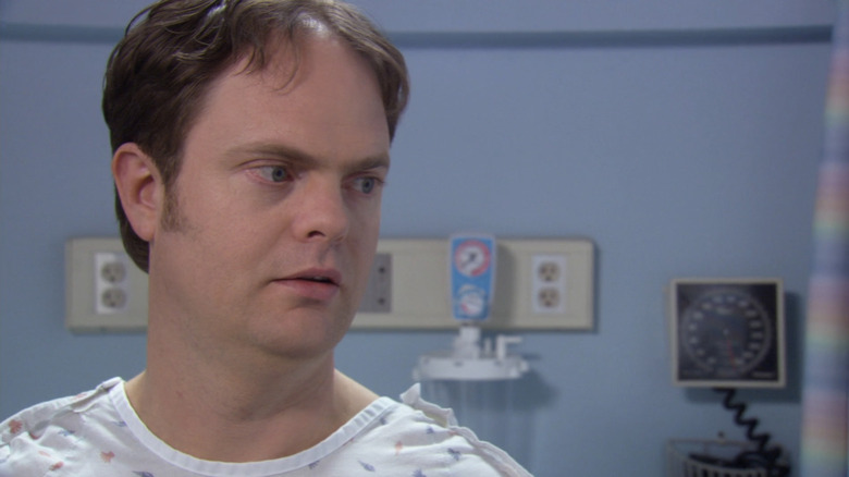 Dwight Schrute in hospital gown
