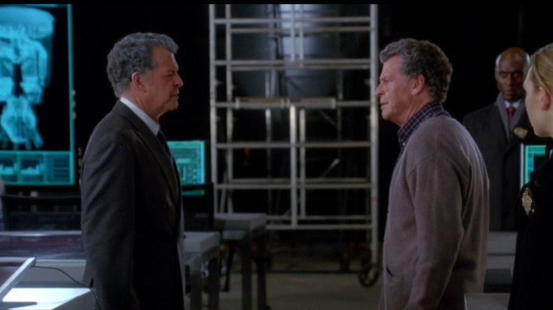 Two versions of Dr. Walter Bishop have a conversation