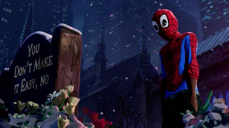 Miles Morales looks at grave