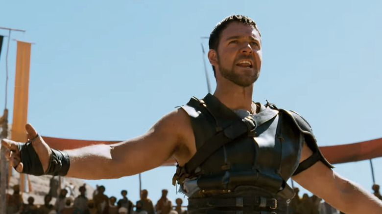 Maximus asks the people of Rome if they're entertained in Gladiator (2000)