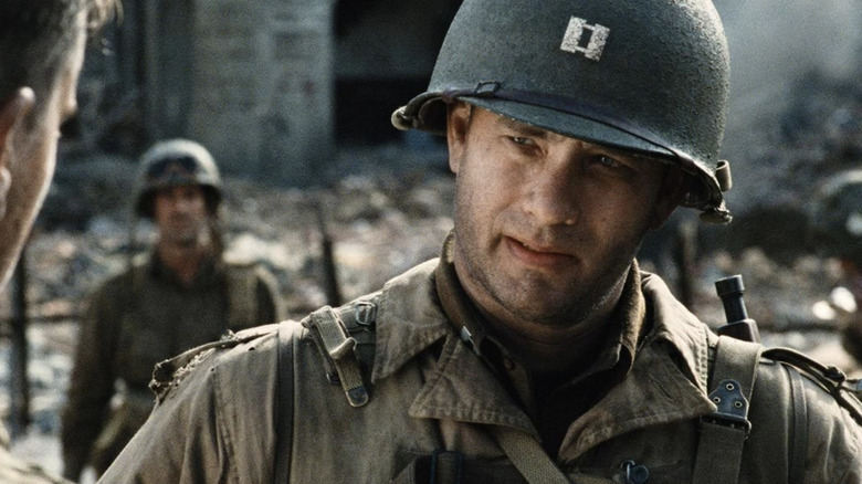 Captain Miller meets Private Ryan on the battlefield in Saving Private Ryan (1998)