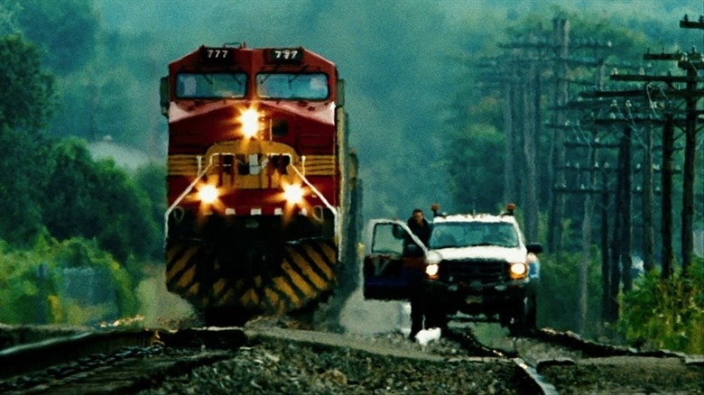 Freight train driving forward