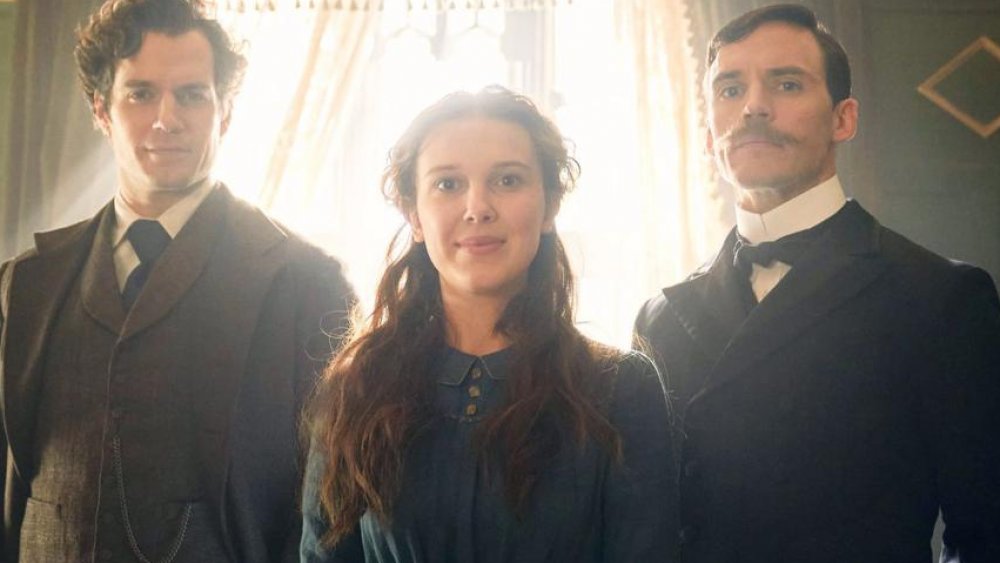 Henry Cavill, Milile Bobby Brown, and Sam Claflin in Enola Holmes