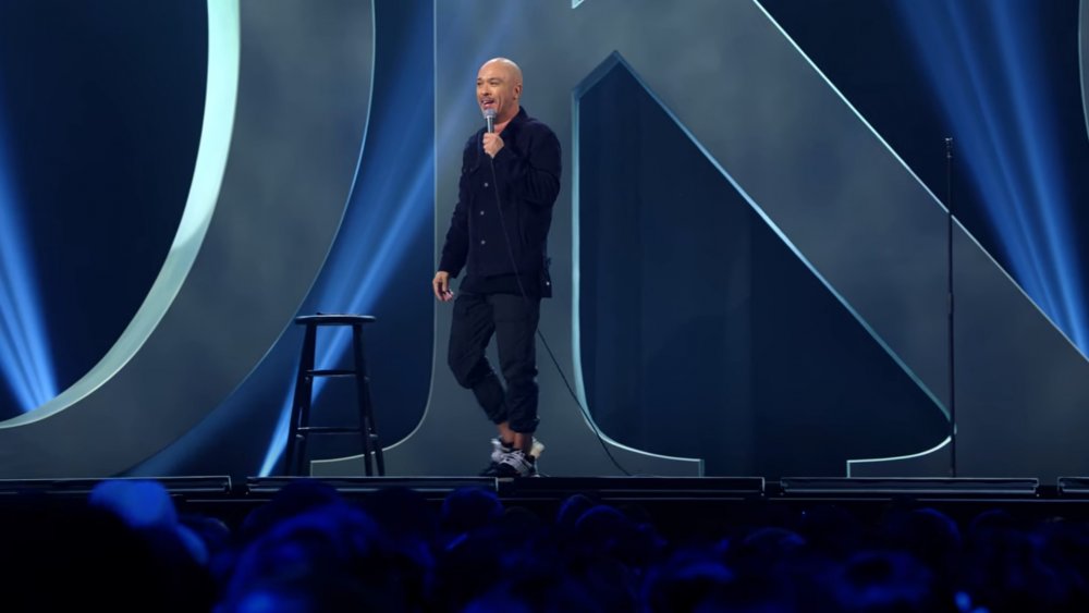 Comedian Jo Koy on stage during his special Comin' In Hot