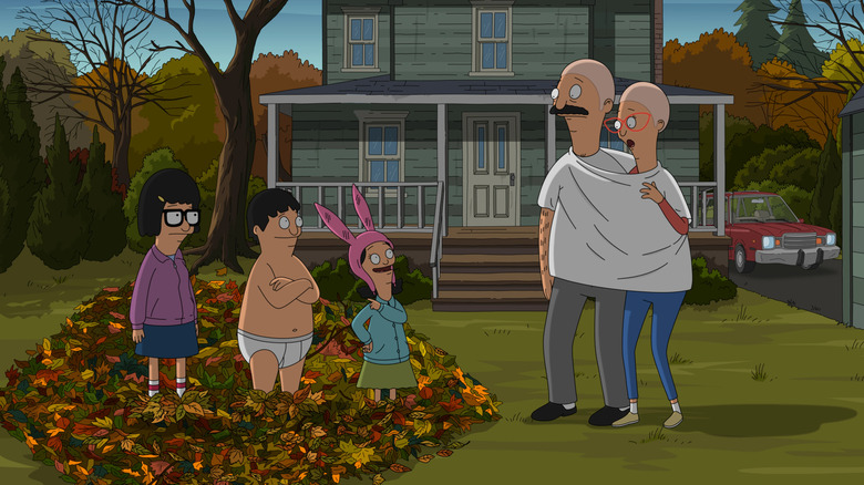 The Belchers outside of their haunted house