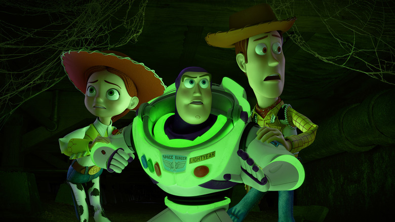 Woody, Buzz, Jessie looking scared