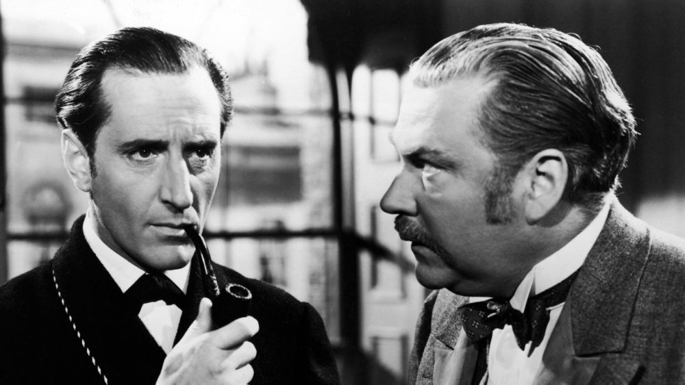 Basil Rathbone as Sherlock Holmes and Nigel Bruce as Dr. John Watson in Sherlock Holmes