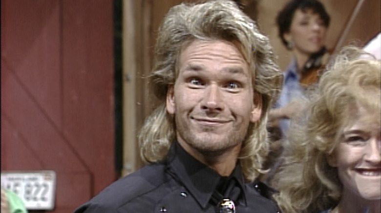 Patrick Swayze and Jan Hooks on "Saturday Night Live"