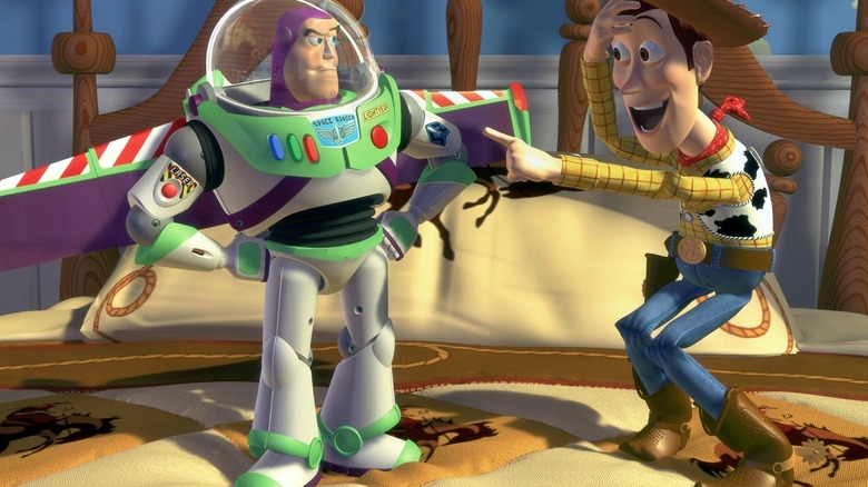 Woody laughing at Buzz