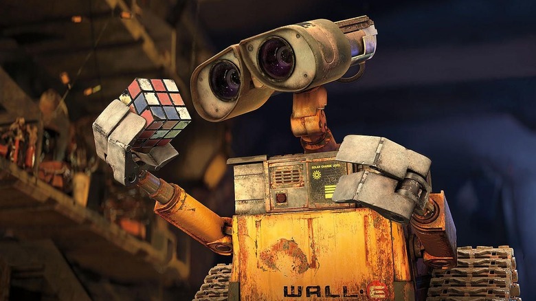 Wall-E holding Rubik's Cube