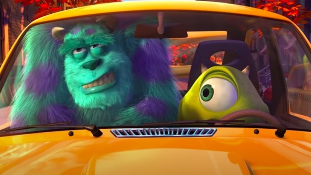 Mike and Sulley in Mike's new car