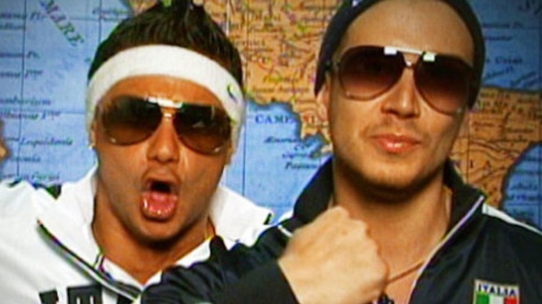 Pauly D and Vinny wearing Italian sports outfits