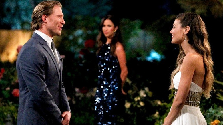 A scene from The Bachelorette during the rose ceremony.