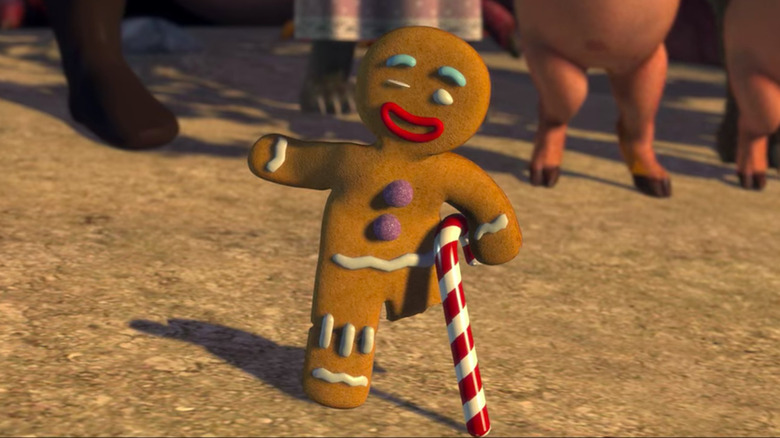 Gingerbread Man leaning on a cane