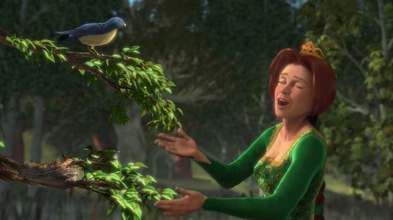 Fiona singing with a bird