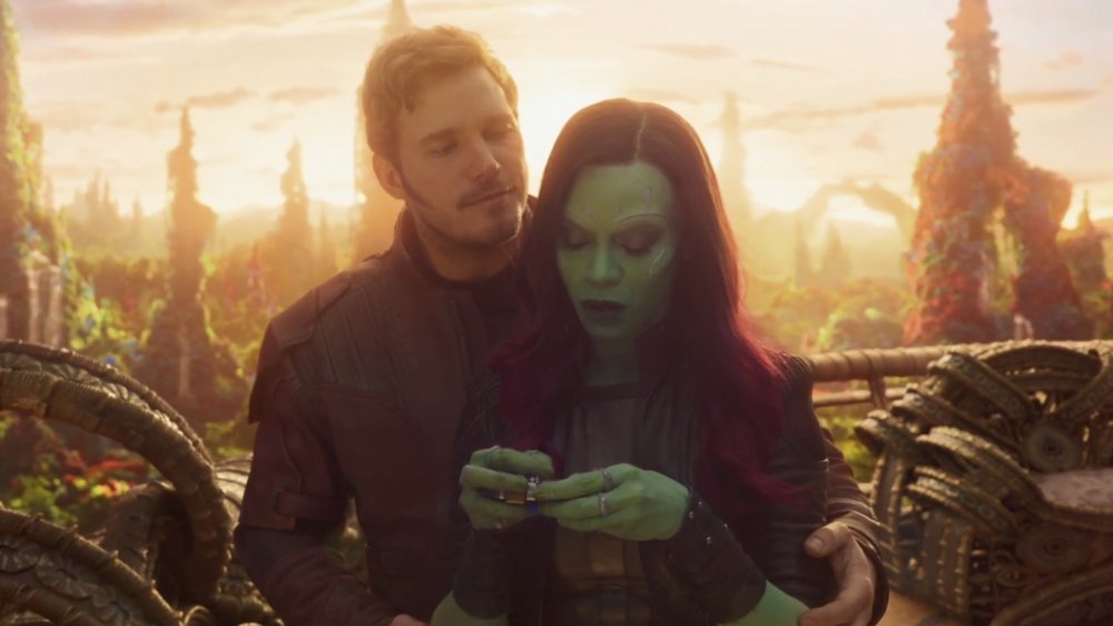 Chris Pratt and Zoe Saldana as Star-Lord and Gamora in Guardians of the Galaxy Vol. 2