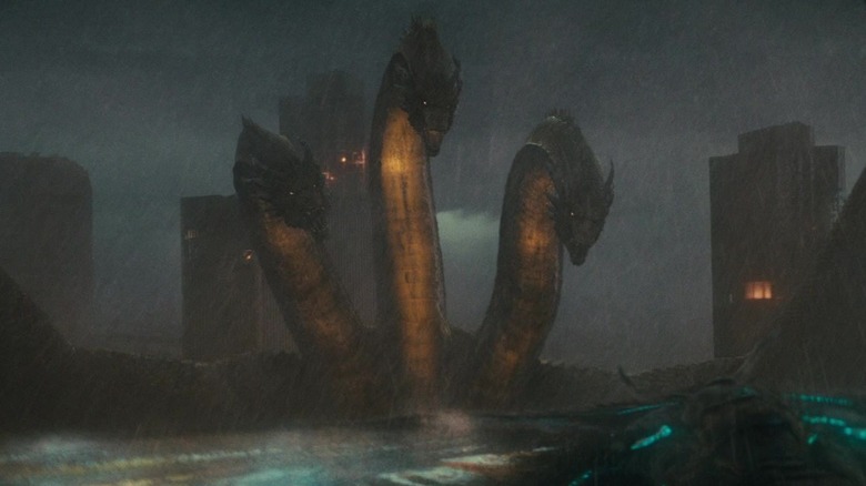 King Ghidorah in rain