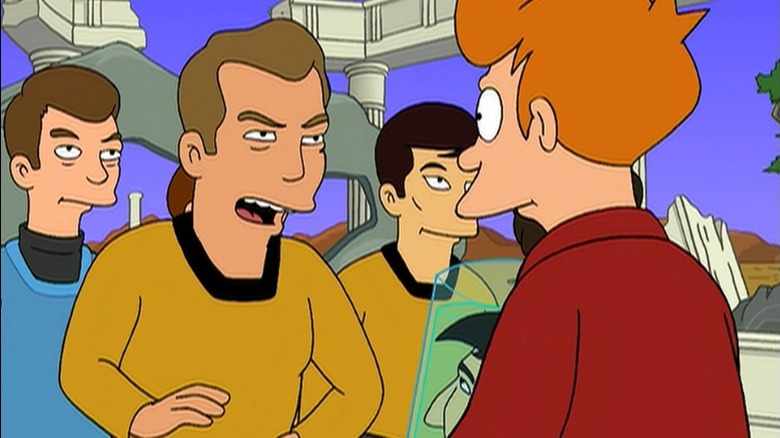 Fry meeting the cast of Star Trek in Futurama