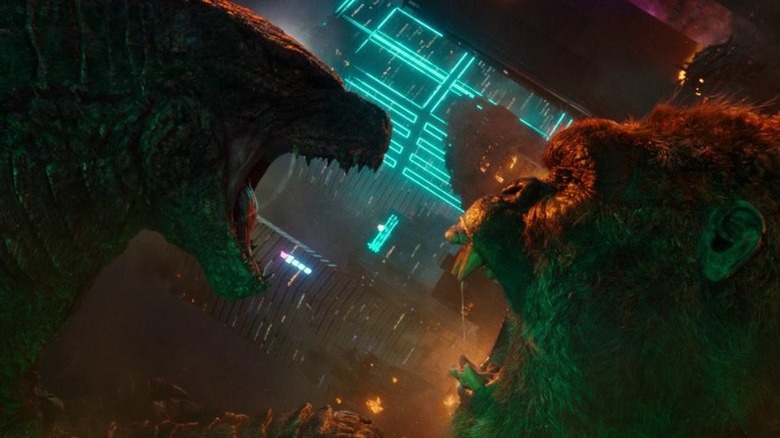 Godzilla fighting King Kong