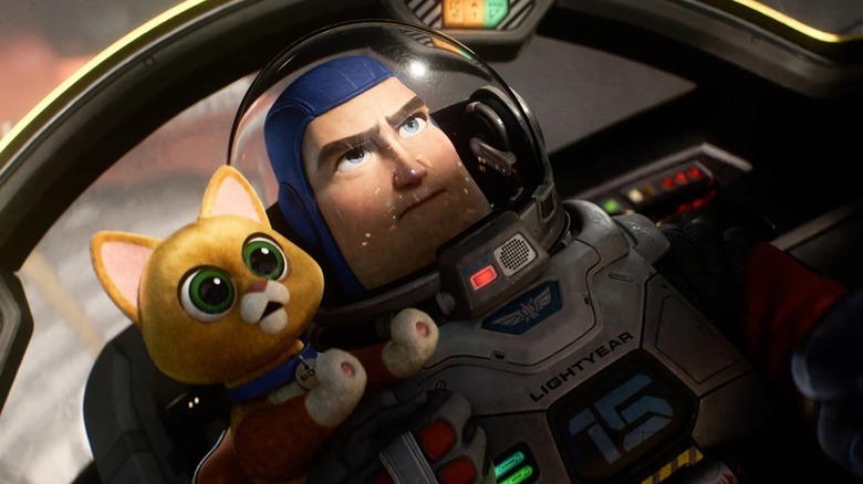 Buzz Lightyear and Sox in cockpit