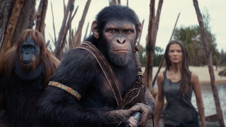 Apes and humans work together in "Kingdom of the Planet of the Apes"