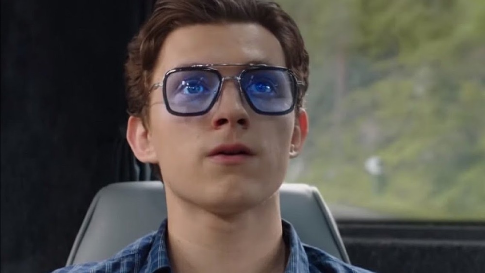 Peter Parker wearing E.D.I.T.H. glasses