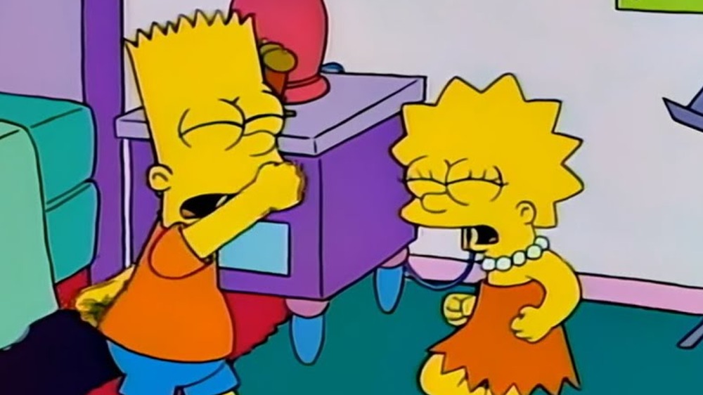 Bart and Lisa Simpson rocking out on The Simpsons