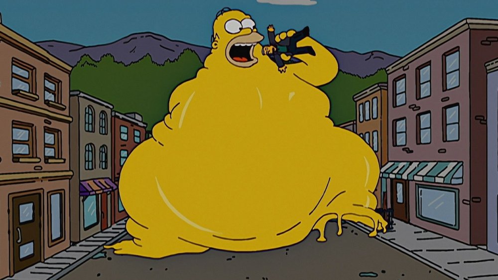 Giant Homer eats Fat Tony