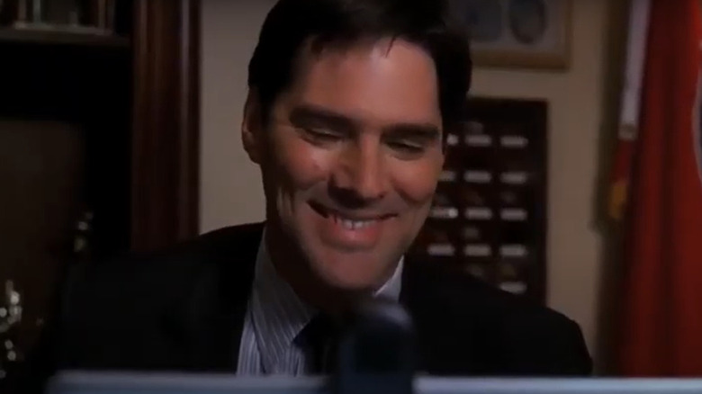 Aaron Hotchner laughing in blooper 