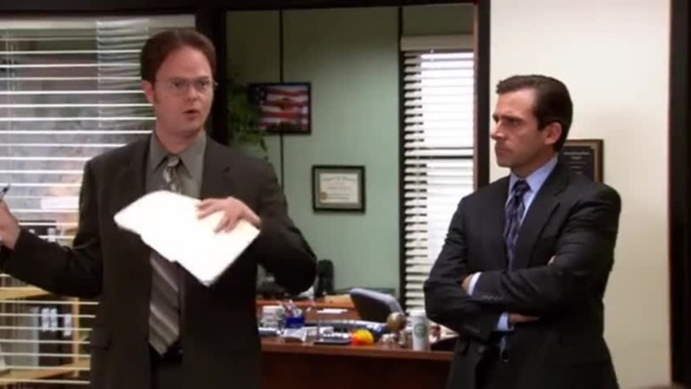 Dwight Schrute talking with Michael Scott