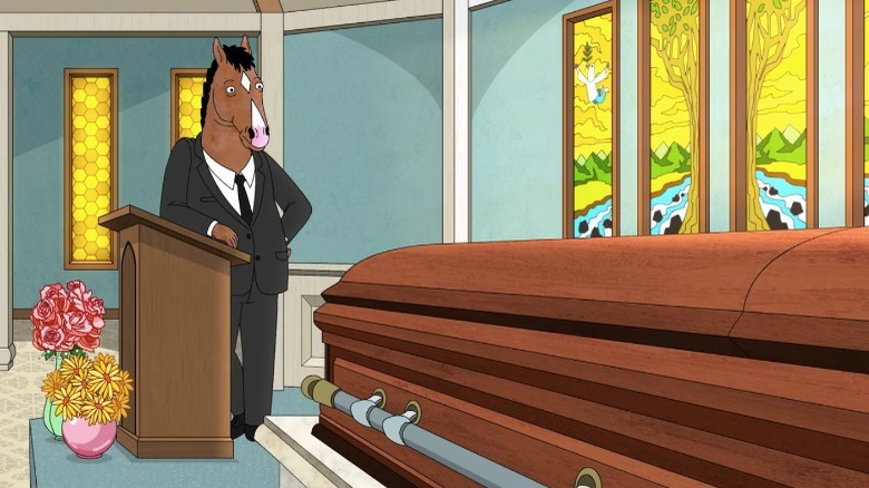 BoJack looks at mother's coffin