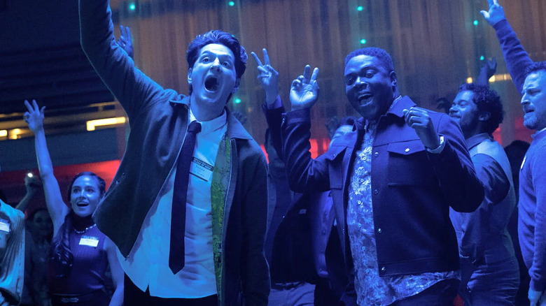 Ben Schwartz and Sam Richardson singing in "The Afterparty"