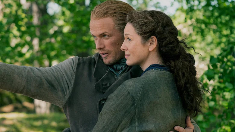 Jamie and Claire looking mischievous