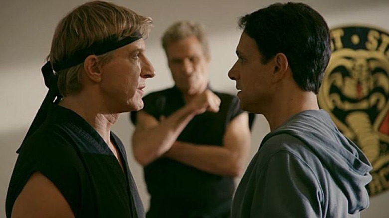 Daniel and Johnny confront each other in the dojo