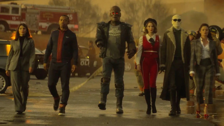 Doom Patrol walks through the street