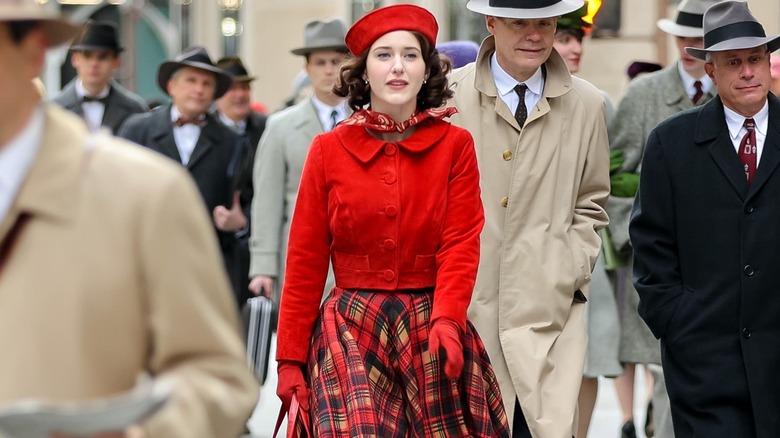 Mrs. Maisel wearing all red