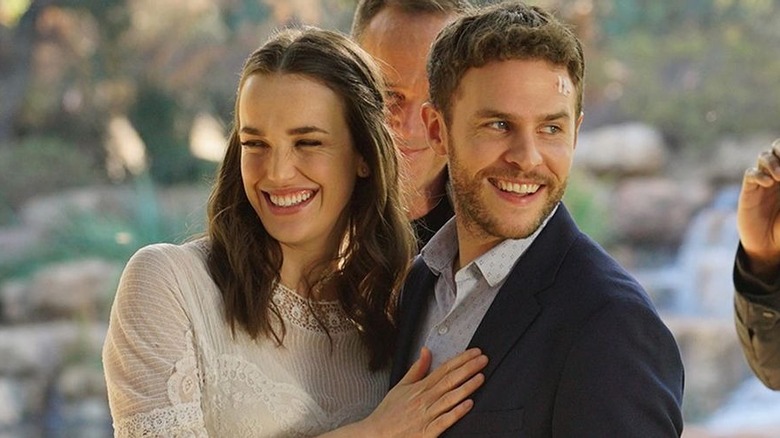 Fitz and Jemma smiling on wedding day