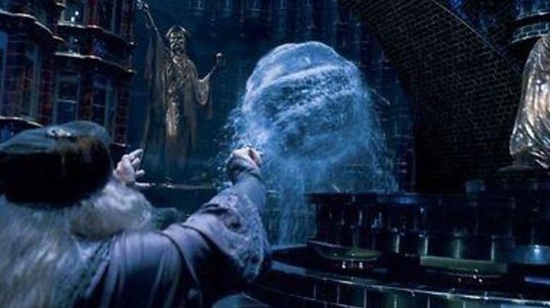 Dumbledore using a water spell