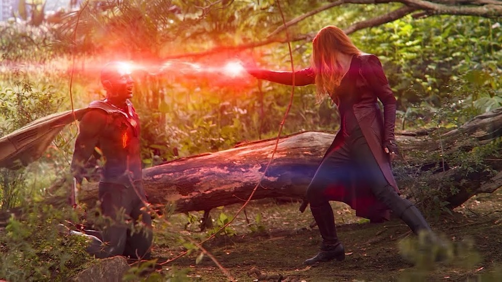 Wanda destroying the Mind Stone