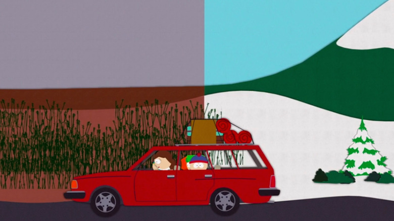 South Park characters in a car