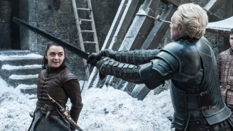 Arya and Brienne fight in Game of Thrones