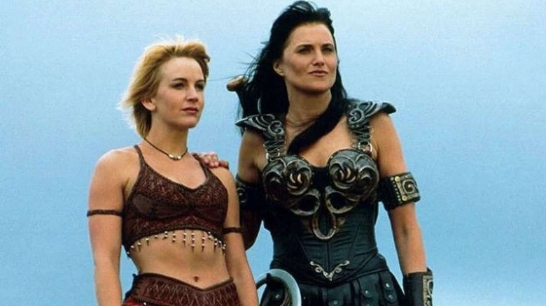 Lucy Lawless and Renee O'Connor in Xena: Warrior Princess