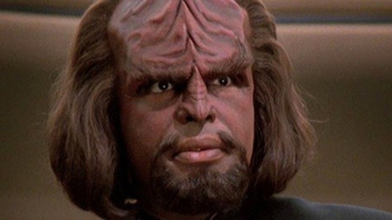 Worf looking into the distance