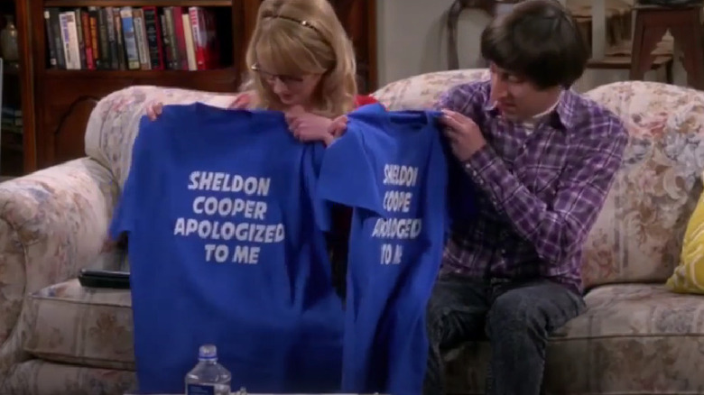 Bernadette and Howard with their apology tour tees