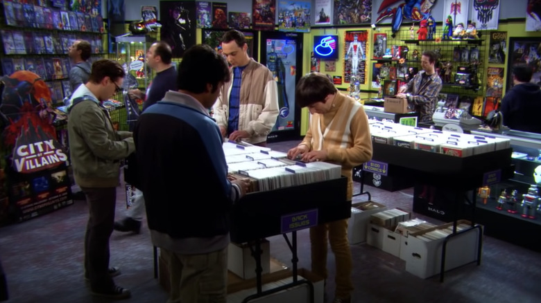 The gang browsing comics at the comic book store