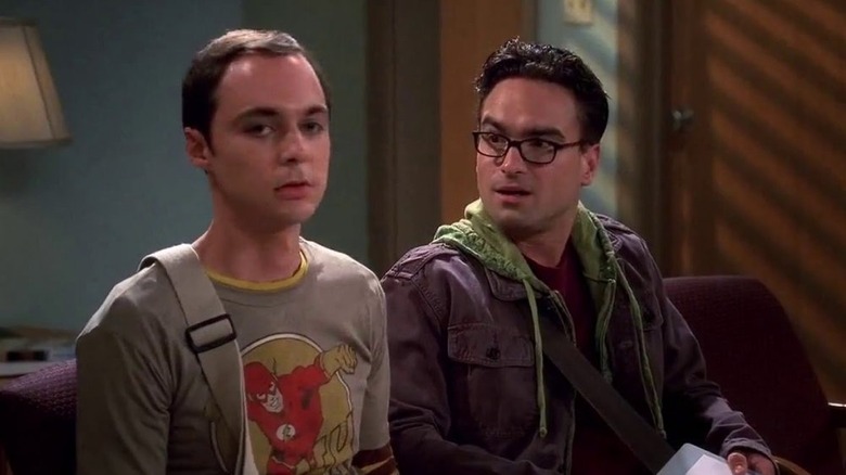 Sheldon and Leonard talking sitting