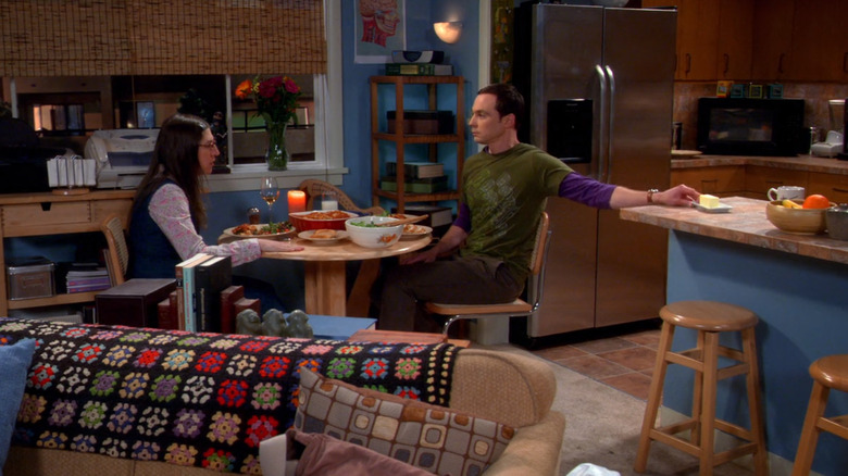 Sheldon finally grabbing the butter for a frustrated Amy